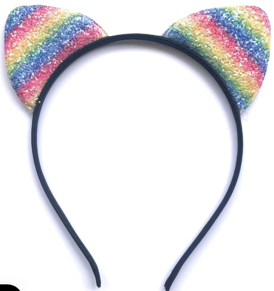 Rainbow Glitter Cat Ears