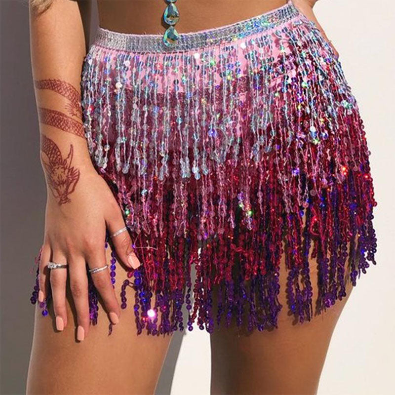 Pink and Purple Sequin Wrap Around Skirt