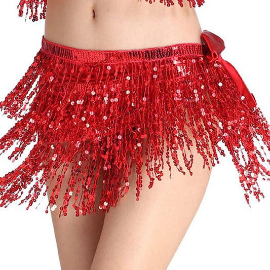 Red Sequin Wrap Around Skirt