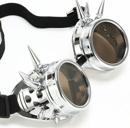 Silver Steampunk Goggles With Spikes