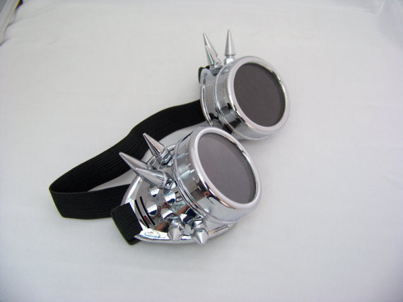 Silver Steampunk Goggles With Spikes