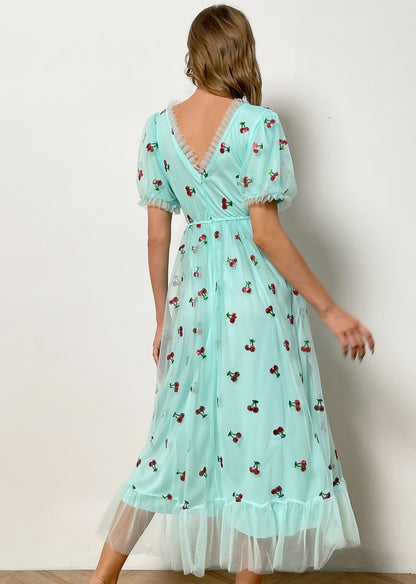 Cherry Fields Long Aqua Blue Dress