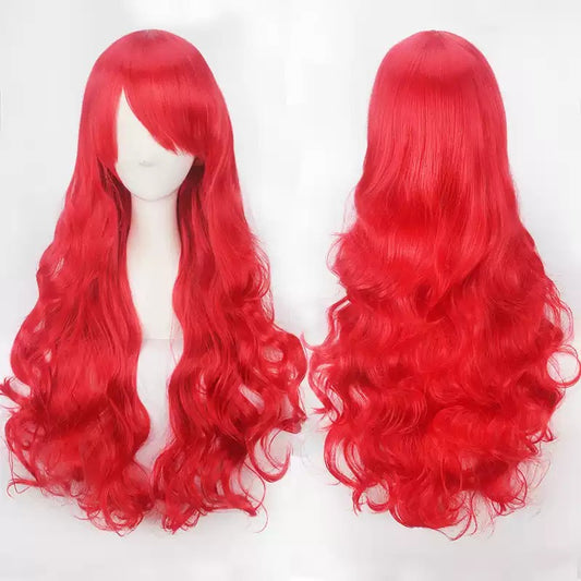 Bright Red Long Curly Cosplay Wig