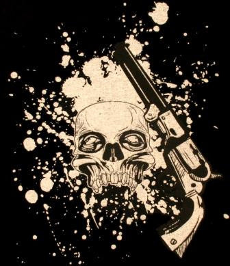 Mens Gun and Skull Monster Screen Factor T-shirt