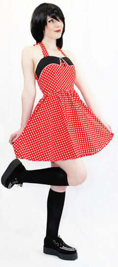 1950's Halter Red Polka Dot Dress