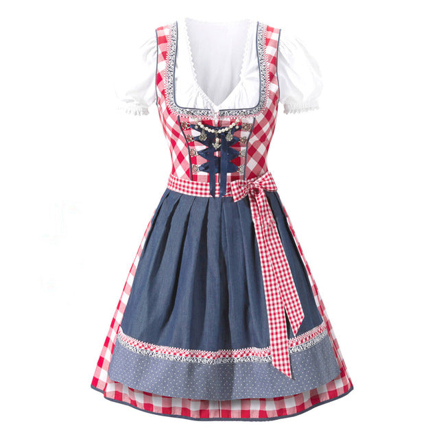 Deluxe Red Checked Dirndl with Apron