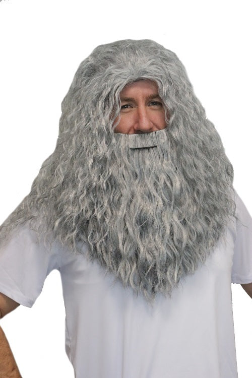 Deluxe Grey Wizard Wig and Beard Set