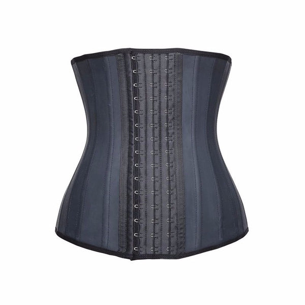 Steel Boned Black Latex Zip Closure Waist Trainer