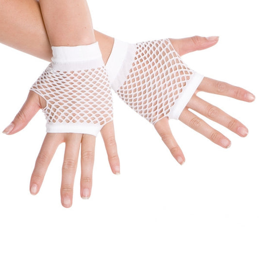 80's Short Fishnet Gloves - White