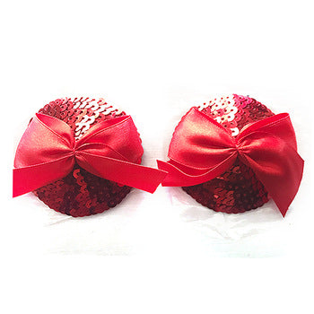 Red Sequined Nipple Pasties with Bow