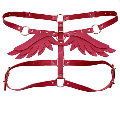 Red PU Leather Wings Harness