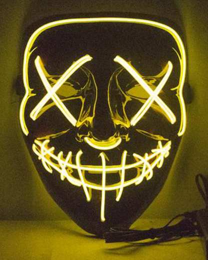 Yellow The Purge Cross Eye Light Up Mask