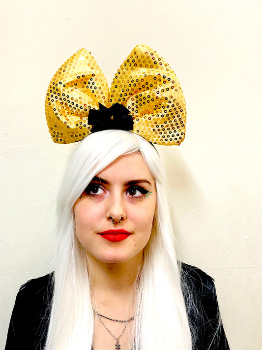 Giant Gold Sequin Hair Bow