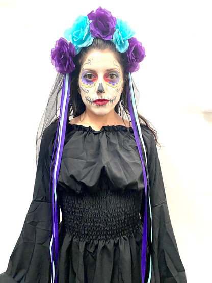 Day of The Dead Purple Veil