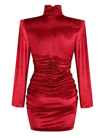 Red Velvet Wrap Dress