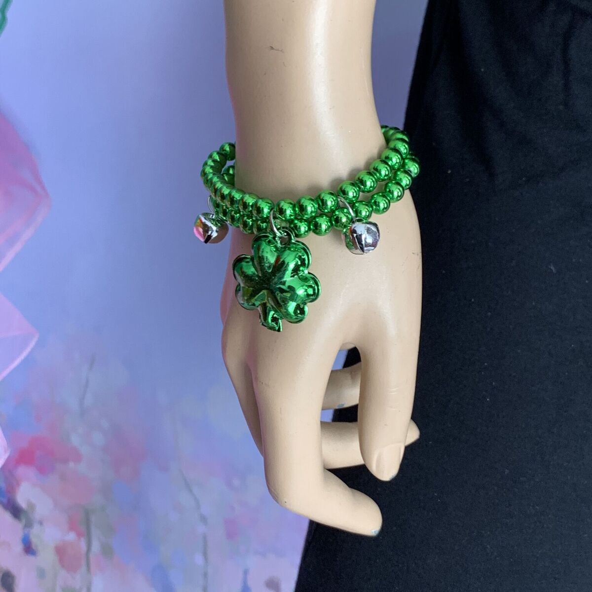 Green Beaded Shamrock Bracelets