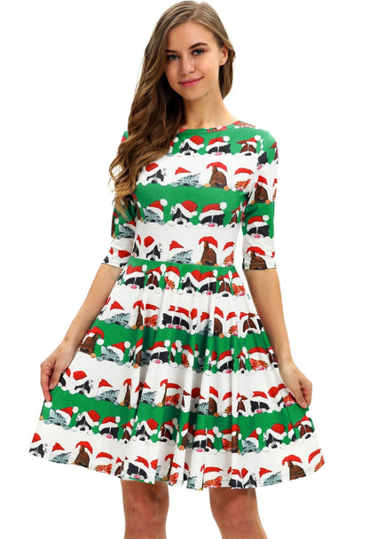 Cat and Dog Striped Christmas Dress