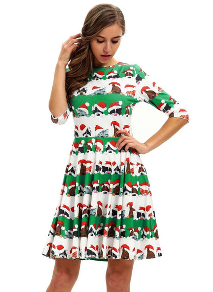Cat and Dog Striped Christmas Dress
