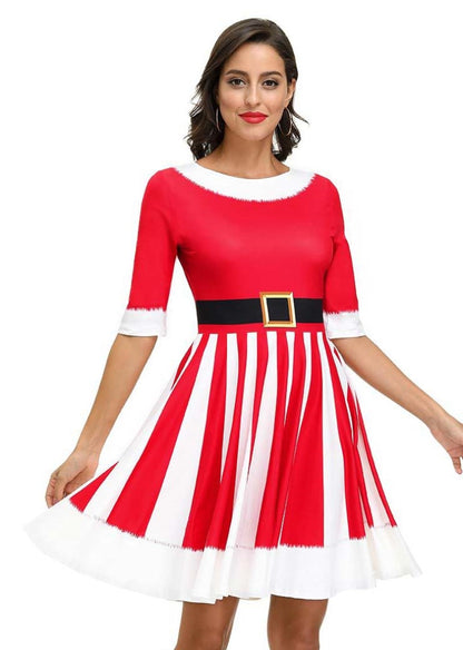 Red and White Striped Christmas Dress