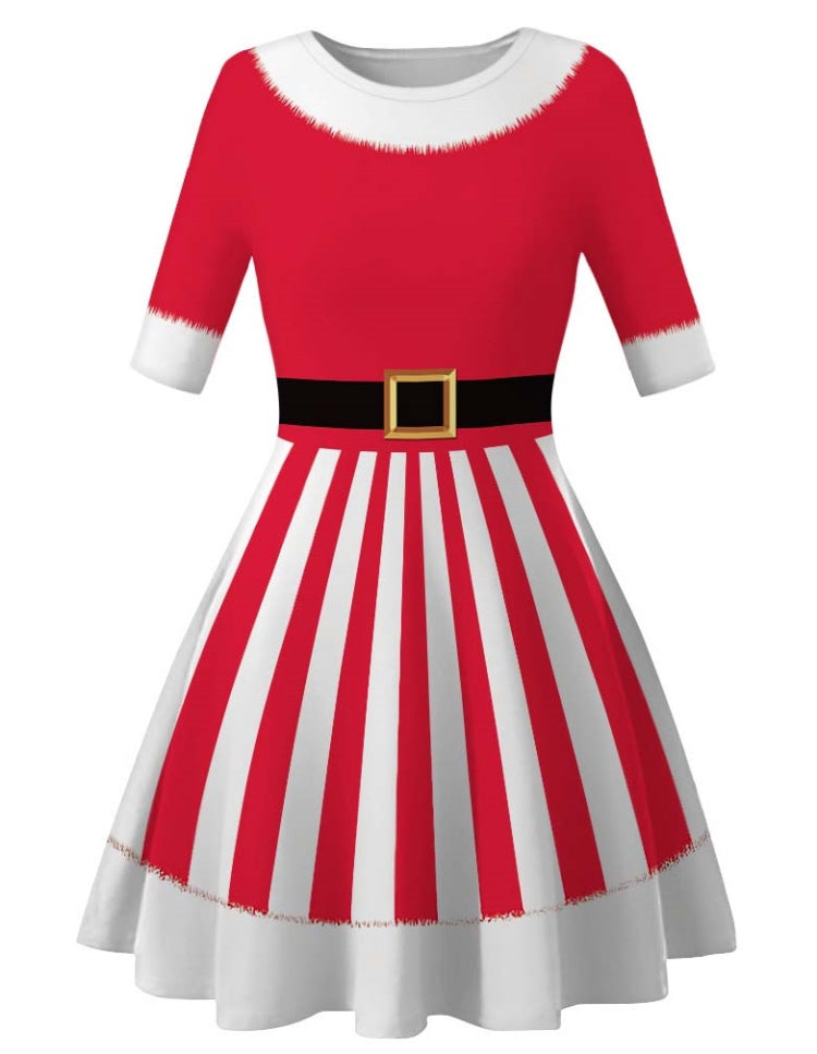 Red and White Striped Christmas Dress