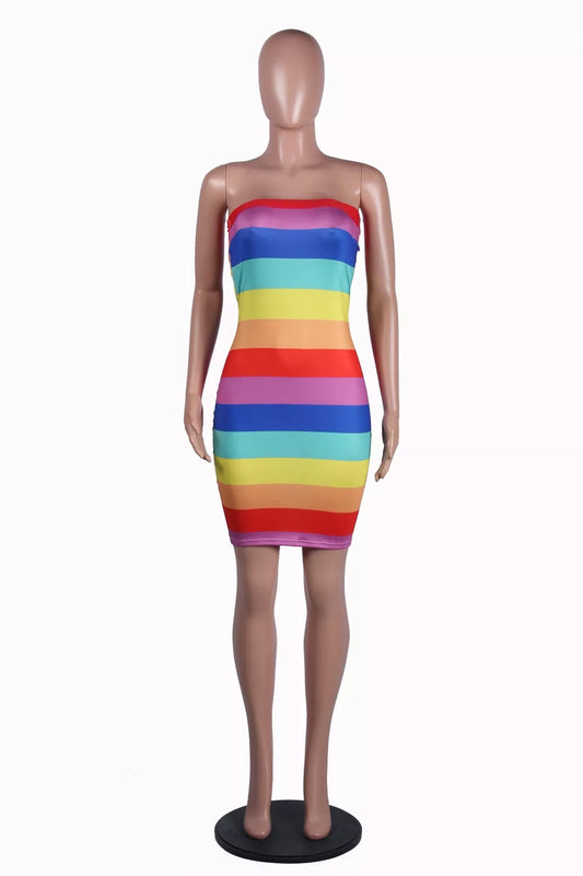 Rainbow Sexy Tube Dress