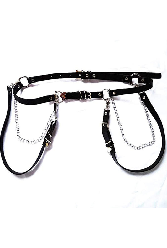 Pleather Chunky Double Chain Loop Belt
