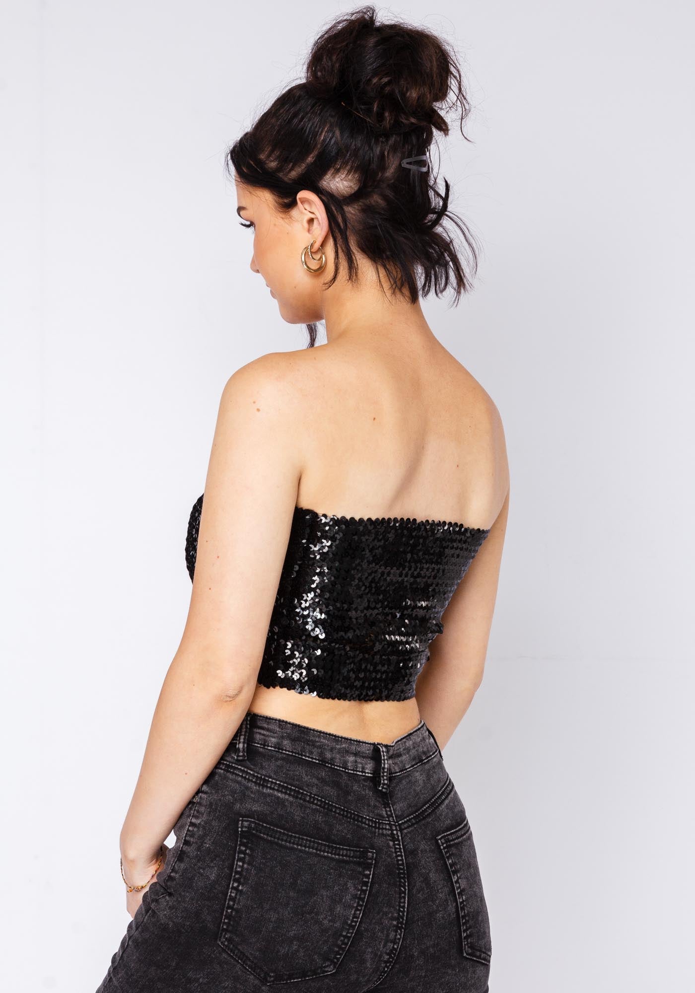 Black sparkly sales tube top