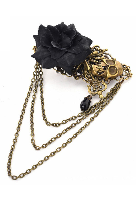 Black Rose & Skull Brooch