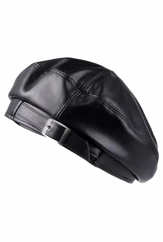 Black Pleather Beret