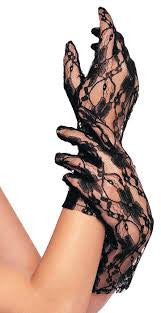 Wrist Length Black Lace Gloves