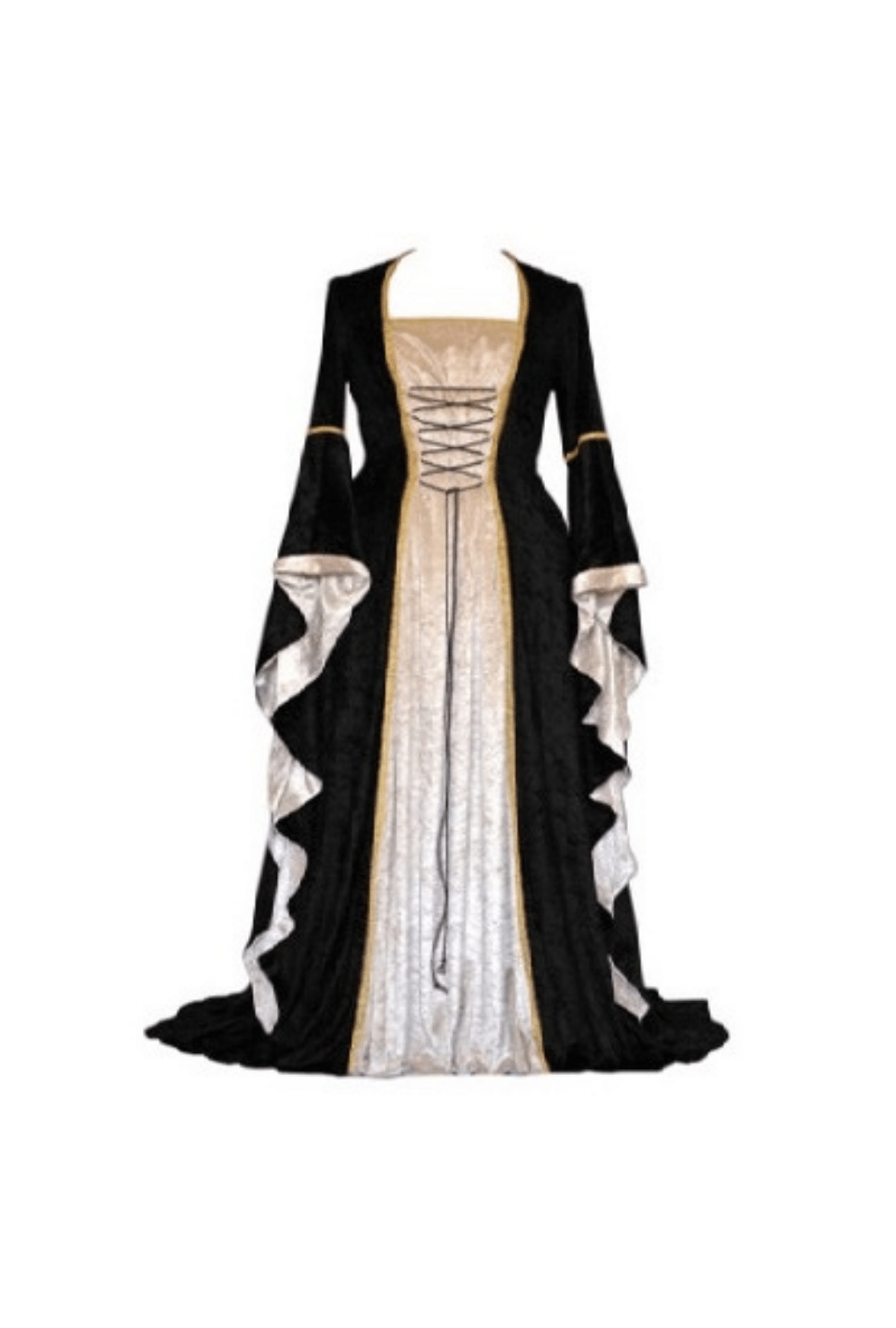 Black and Silver Velvet Medieval Dress