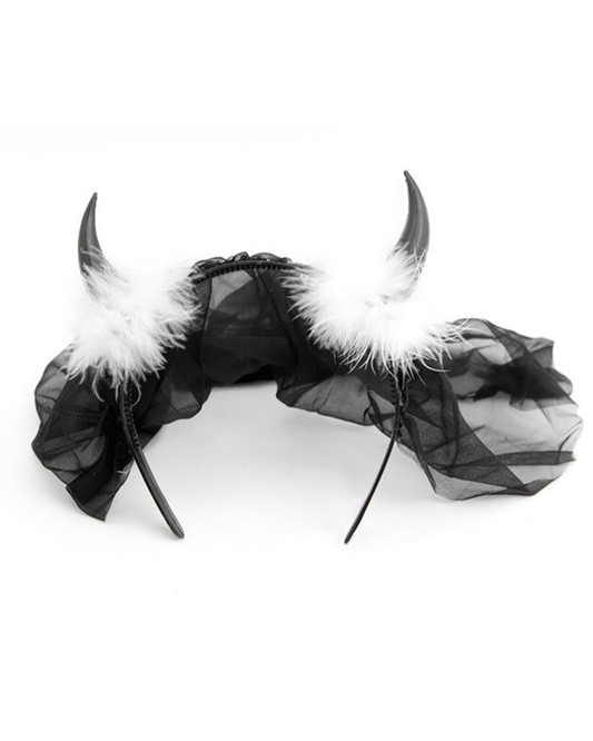 Black Devil Horns with Black Veil