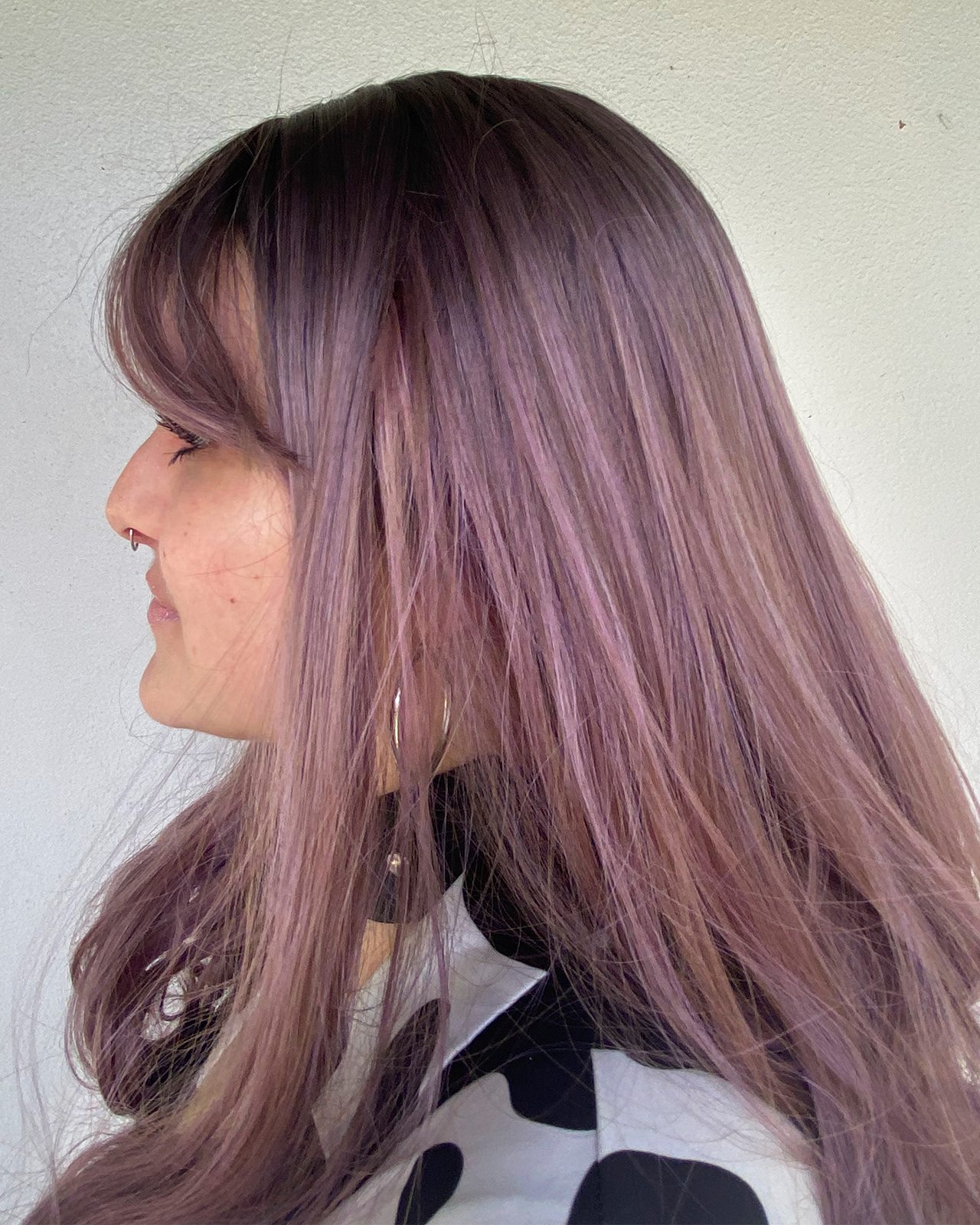 Deluxe Ombre Mid Length Dark to Dusty Purple Wig