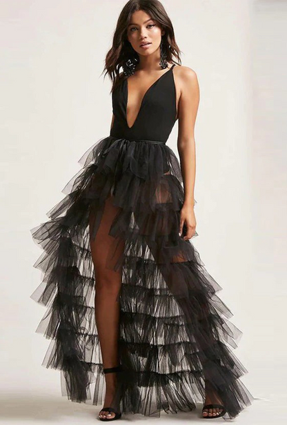 Black Tiered Bustle Skirt