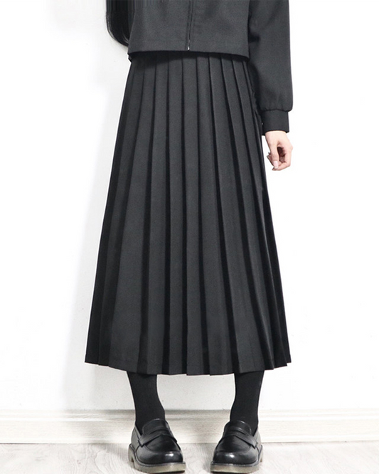 Black Long School Skirt