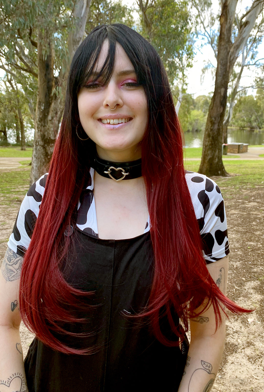 Black and Red Ombre Wig