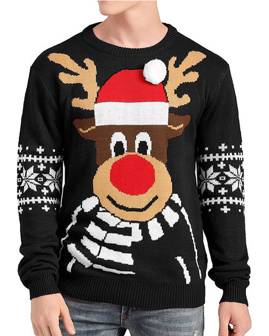 Deluxe Black Rudolph the Reindeer Sweater