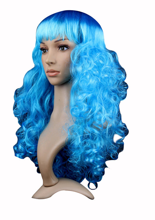 Curly Aqua Blue Party Wig