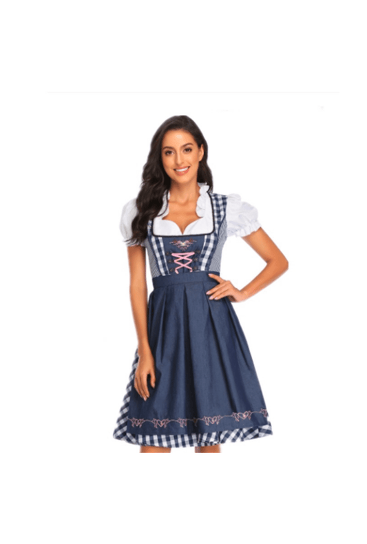 Blue and Navy Checked Dirndl OCW117