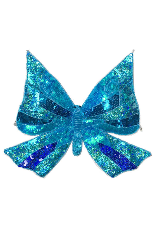 Sequin Blue Butterfly Halter Top