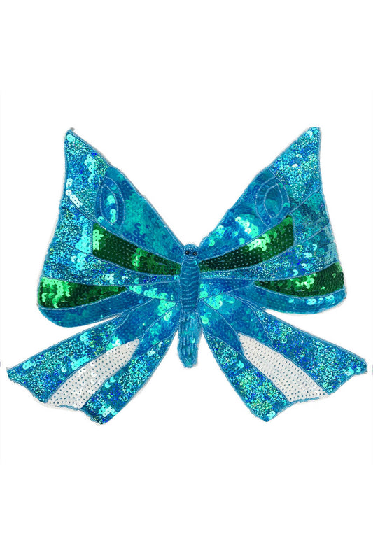 Sequin Blue, Green and White Butterfly Halter Top