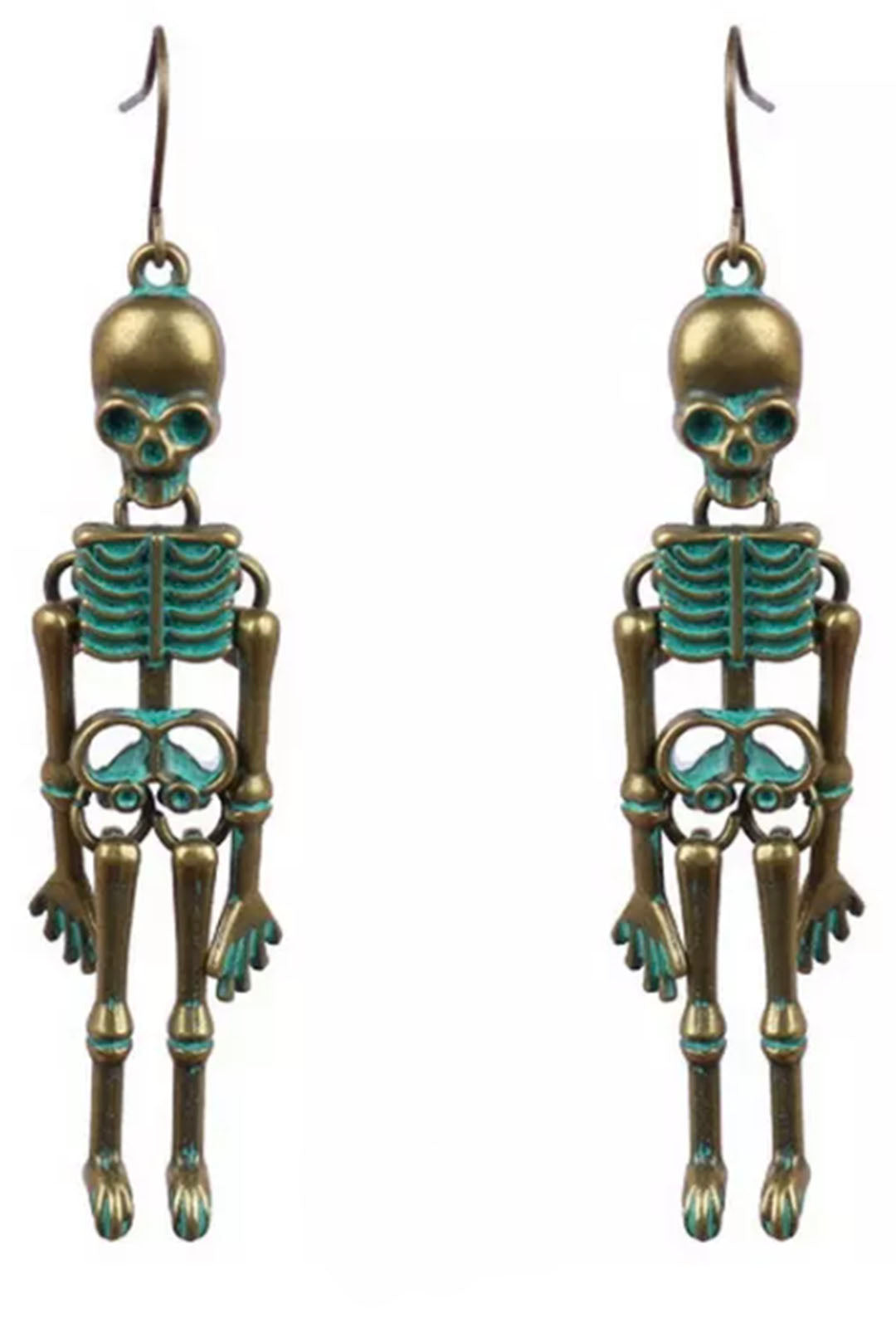 Bronze Skeleton Dangle Earrings