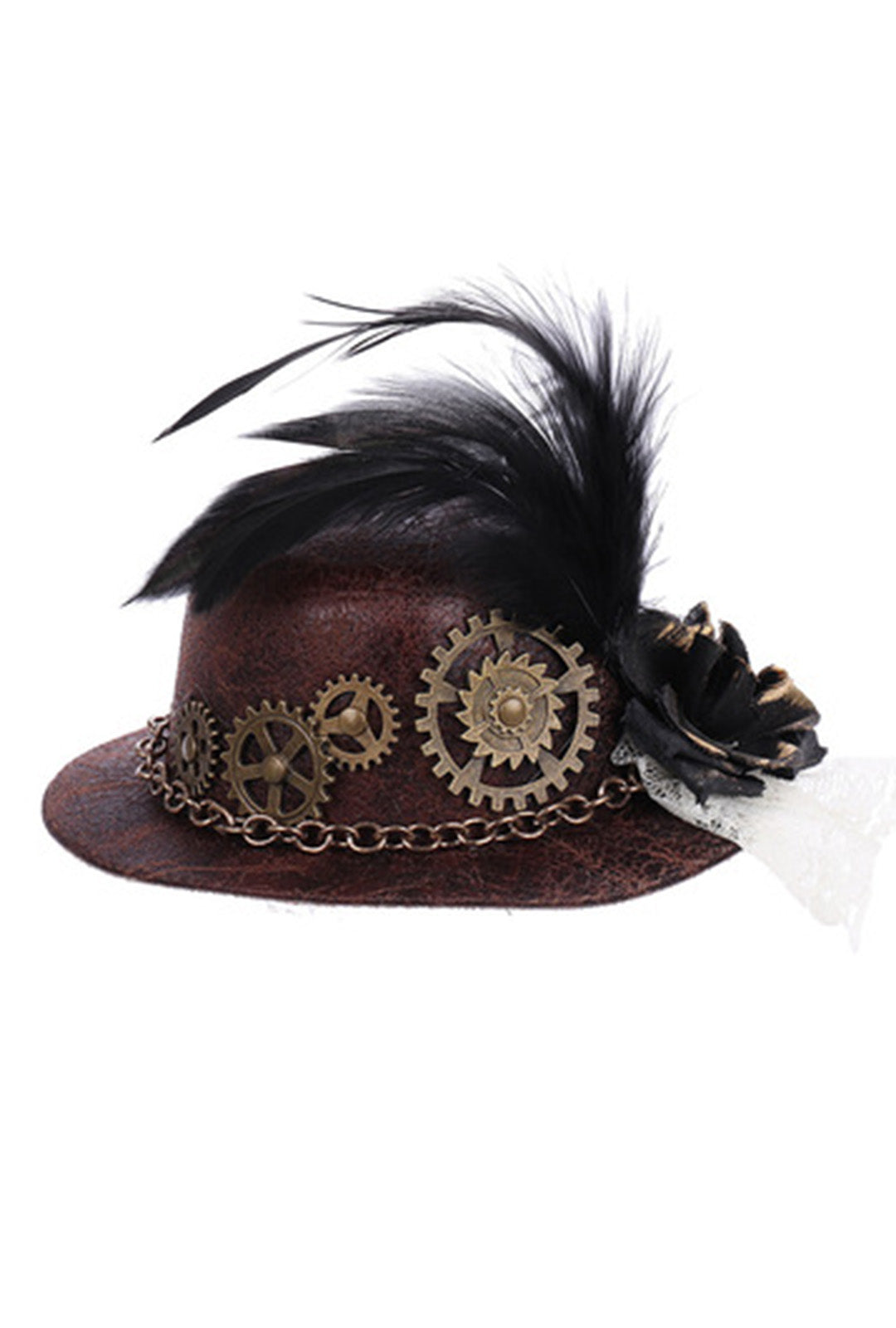 Steampunk Mini Cogs Hat with Feathers