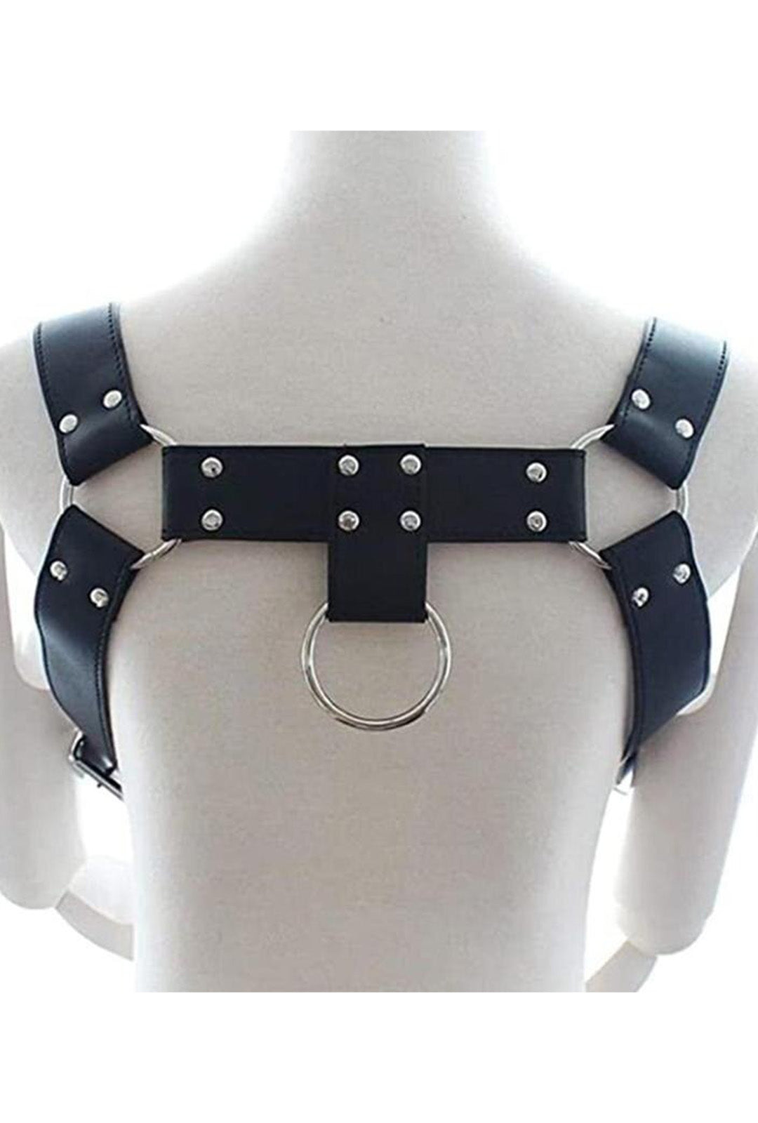 Mens Black Pleather Chest Harness