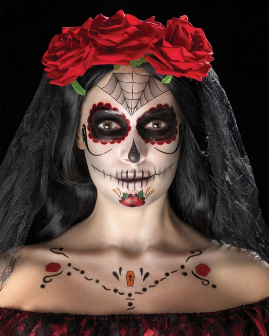 Black & Red Day of the Dead Face Tattoo Kit