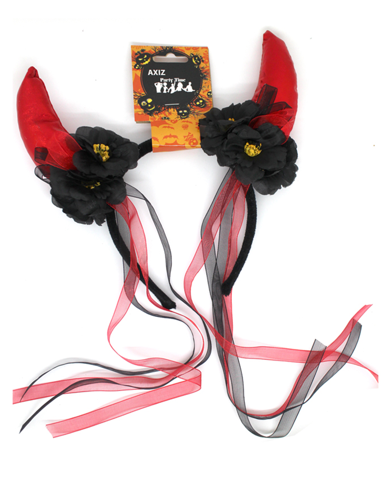 Devil Horns Headband with Flowers & Ribbon – Hurly-Burly