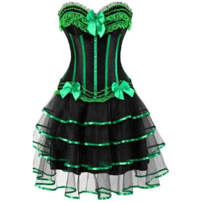 Black and Green Satin corset