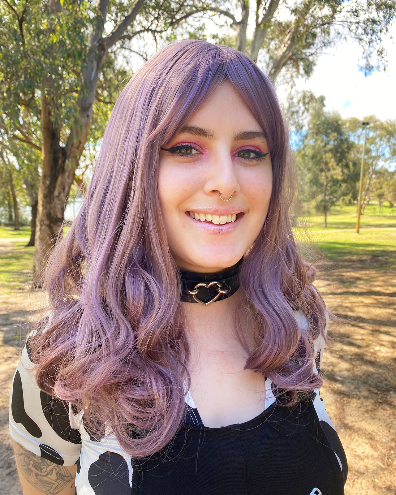 Deluxe Dusty Purple Mid Length Curly Wig