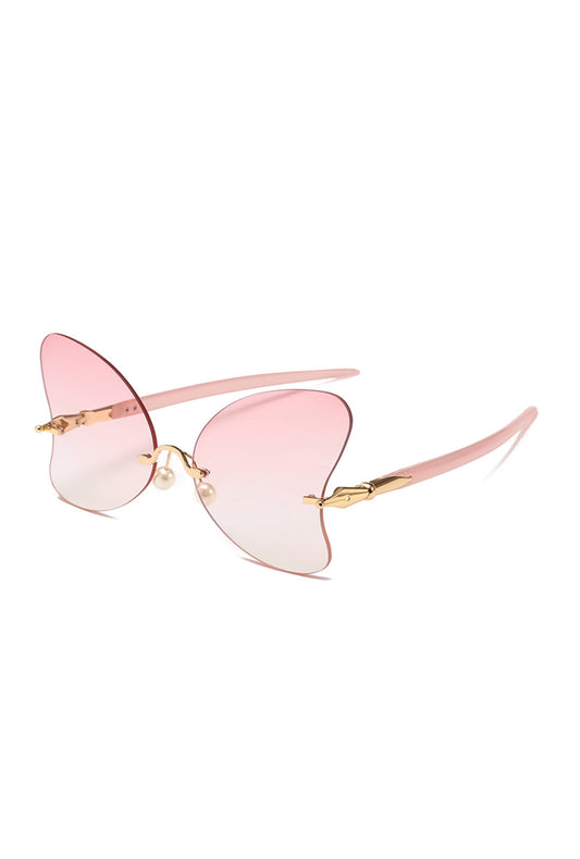 Fashion Light Pink Winged Glasses
