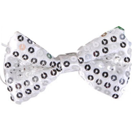 White Silver Sequined Bowtie